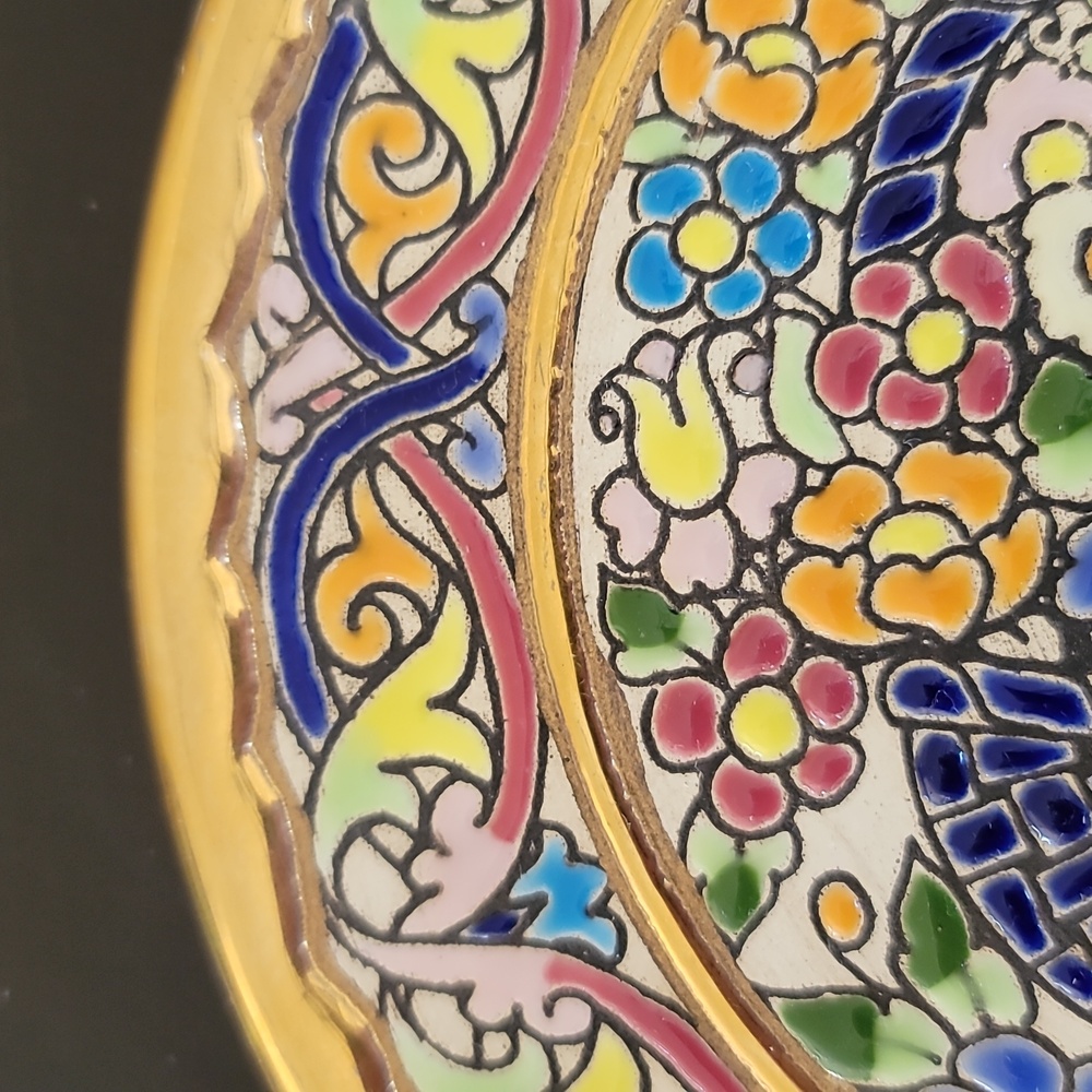 Spanish Wall Plate 24kt Gold Trim. 9” Diameter. Inlaid Hand Crafted In Sevilla - Picture 5 of 15